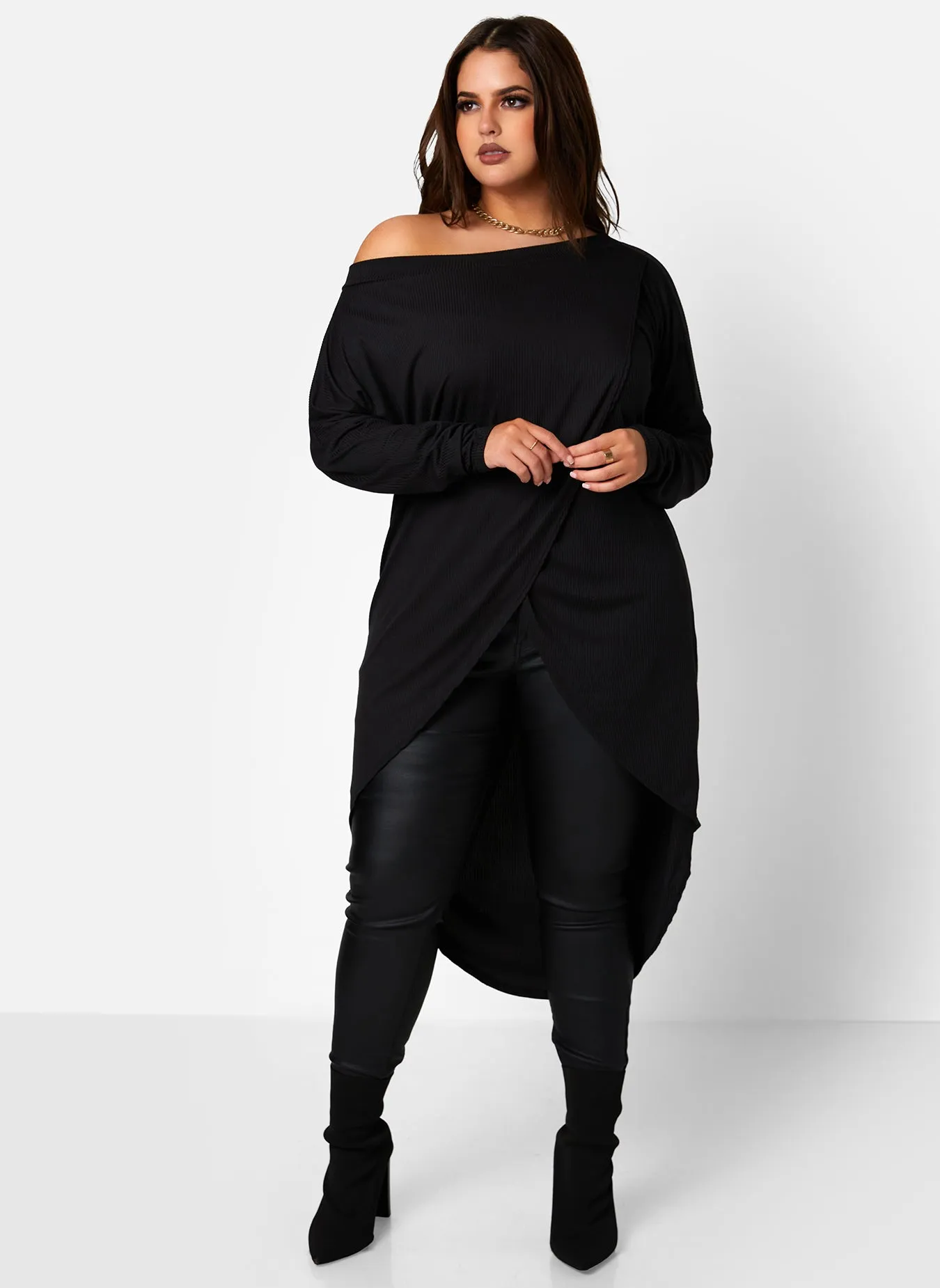 On The Go Ribbed High Low Top sold by Rebdolls product image thumbnail 3