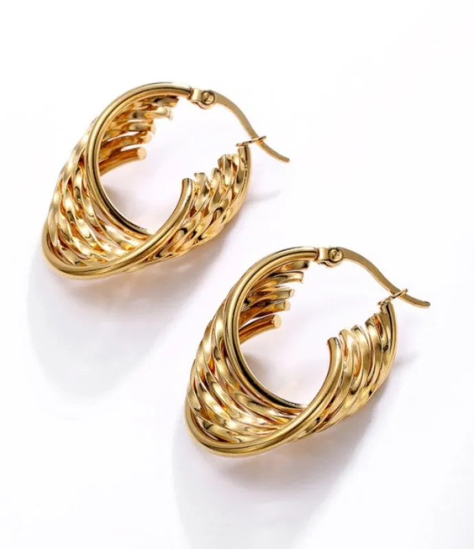 18K Gold Plated Twisted Hoop Earrings sold by Rebdolls