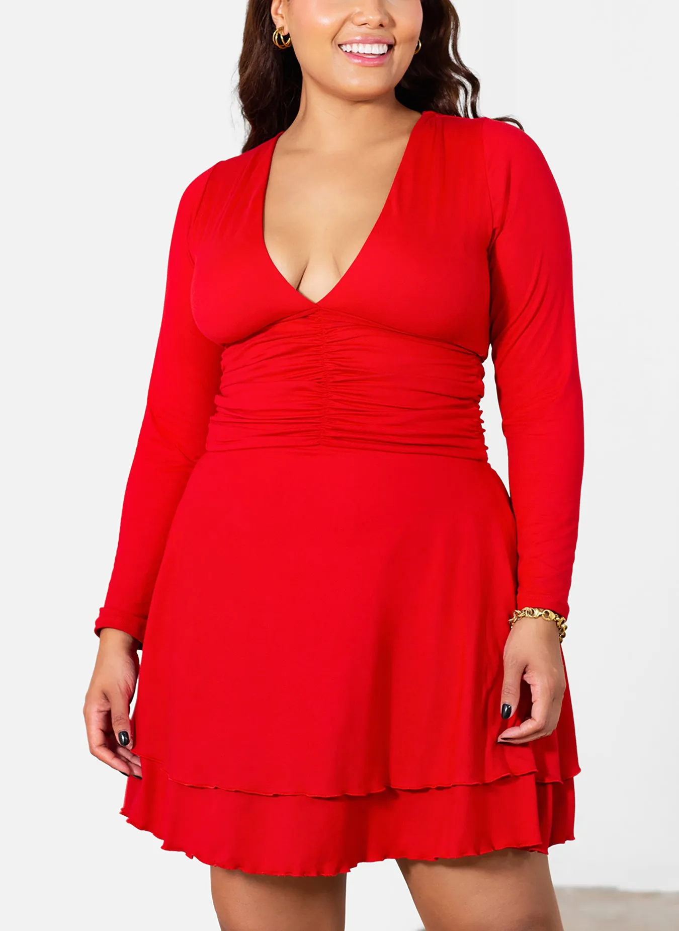 Madison Ruched Skater Mini Dress sold by Rebdolls product image thumbnail 3