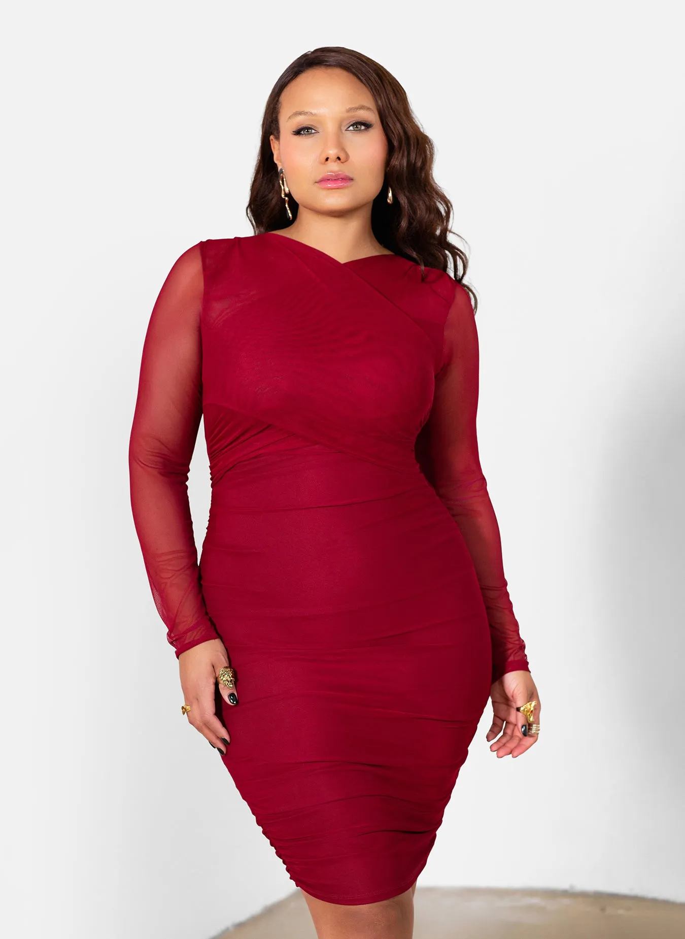 Riley Cross Over Neckline Bodycon Mini Dress sold by Rebdolls product image thumbnail 3