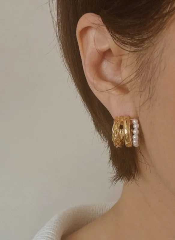 Triple Lovely Pearl Hoop Earrings sold by Rebdolls