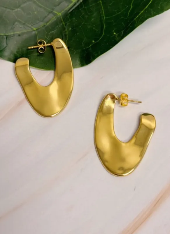 Polished Golden Art Hoop Earrings made by Rebdolls