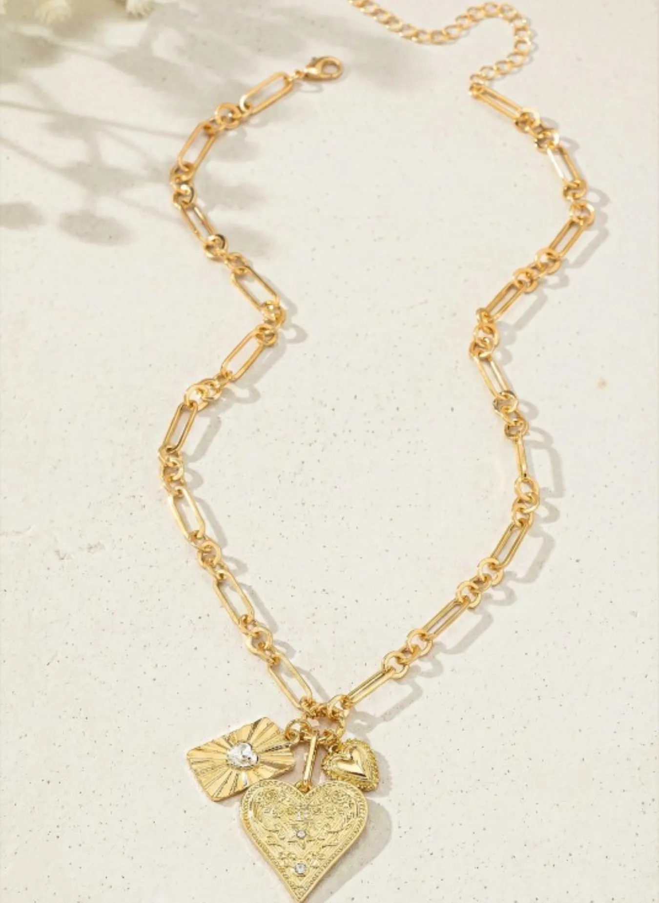 3 Heart Charm Cluster Necklace sold by Rebdolls product image thumbnail 3