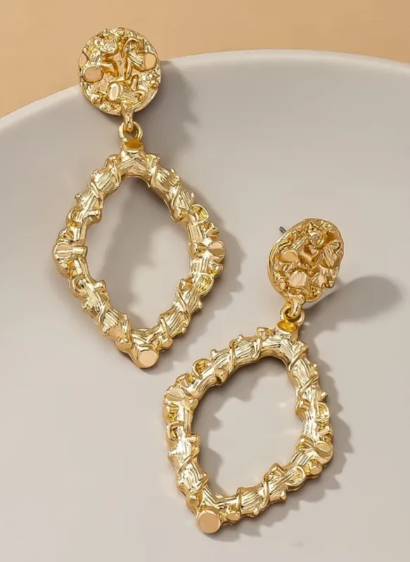 Textured Diamond Shape Drop Earrings made by Rebdolls