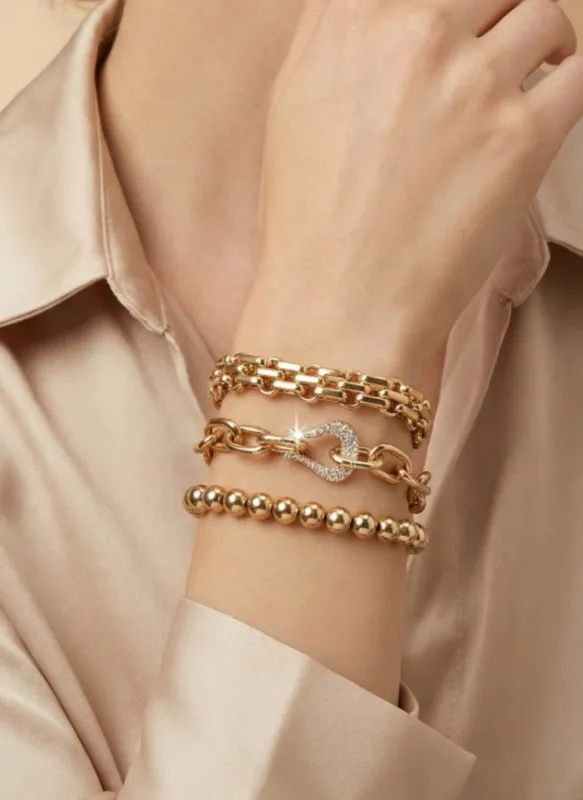 Gold Layered Chain & Bead Bracelet Set made by Rebdolls
