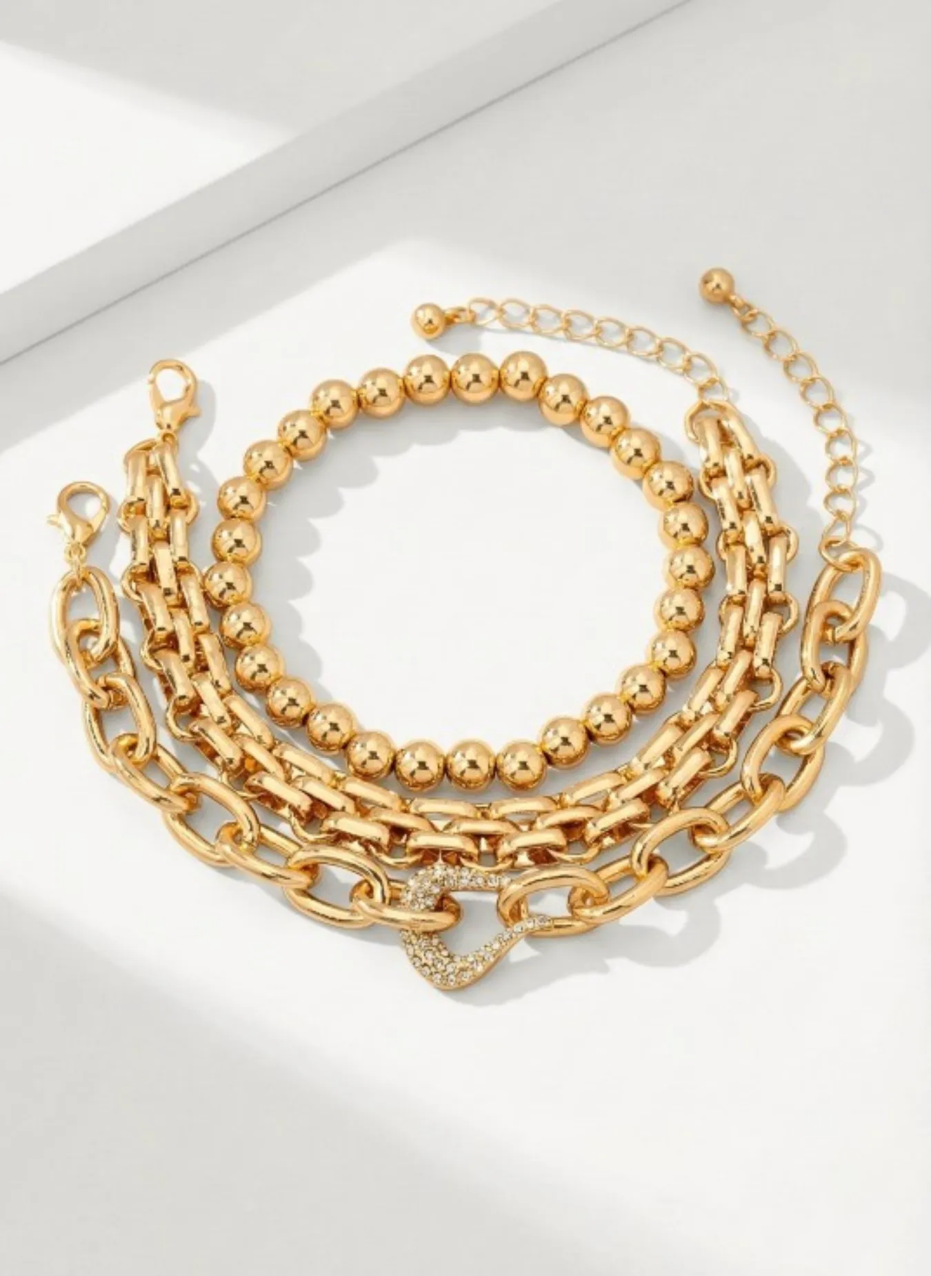 Gold Layered Chain & Bead Bracelet Set sold by Rebdolls product image thumbnail 2