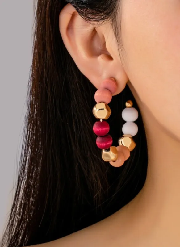 Multicolor Beaded Hoop Earrings made by Rebdolls