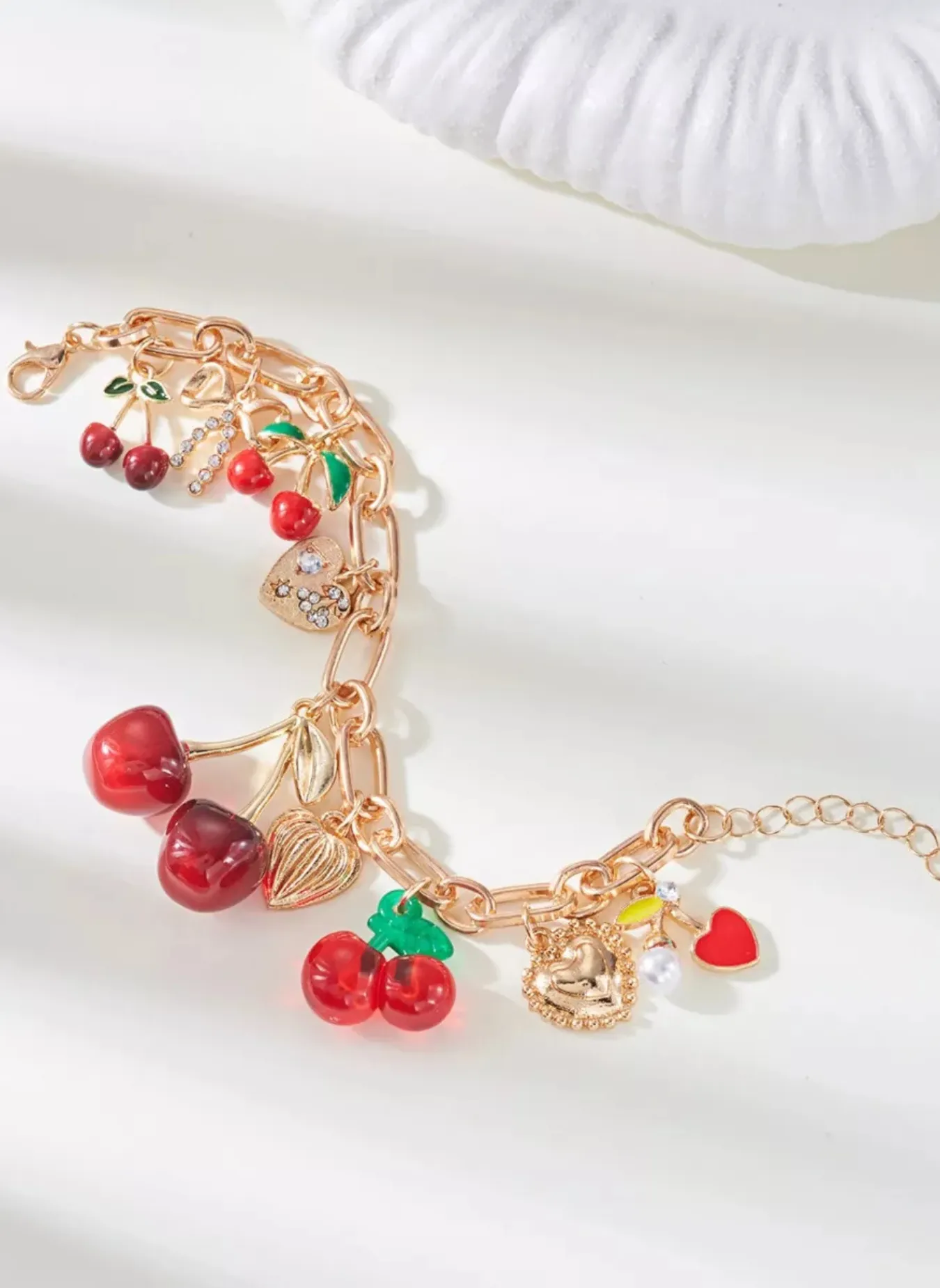 18K Gold-Plated Cherry Charm Bracelet sold by Rebdolls product image thumbnail 3