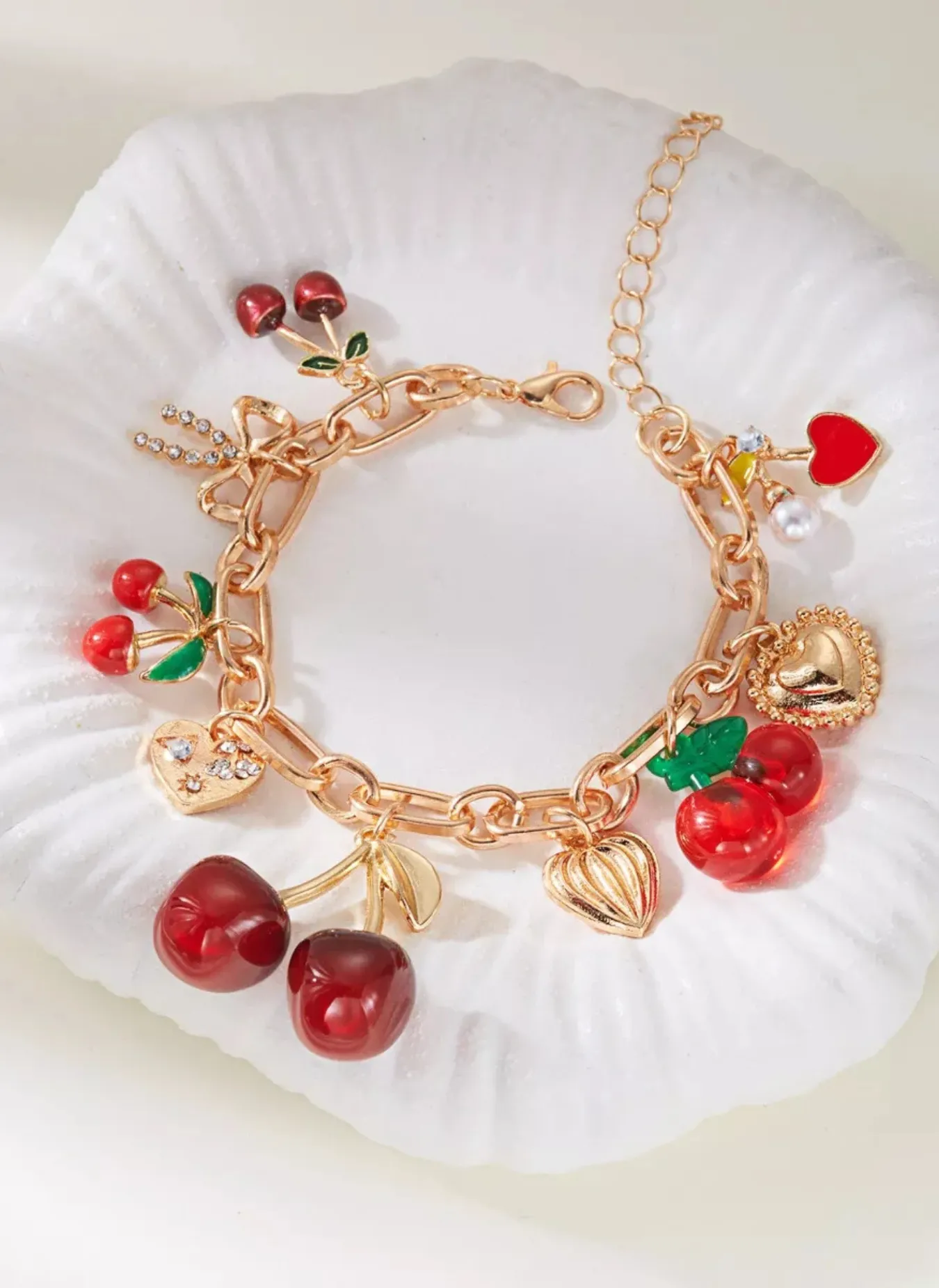 18K Gold-Plated Cherry Charm Bracelet sold by Rebdolls