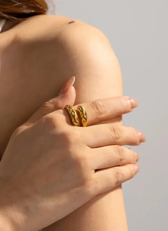 Titanium Steel Gold-Plated Bypass Ring sold by Rebdolls