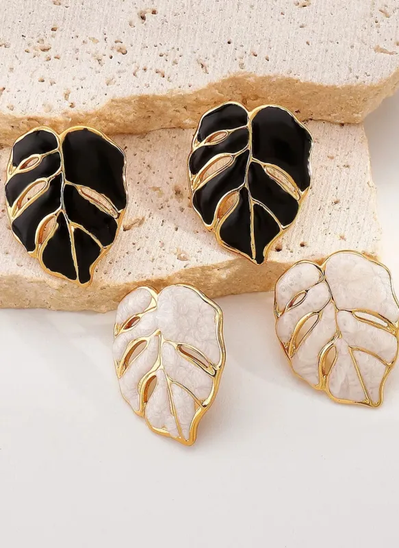 Stainless Steel Leaf Stud Earrings made by Trendsi