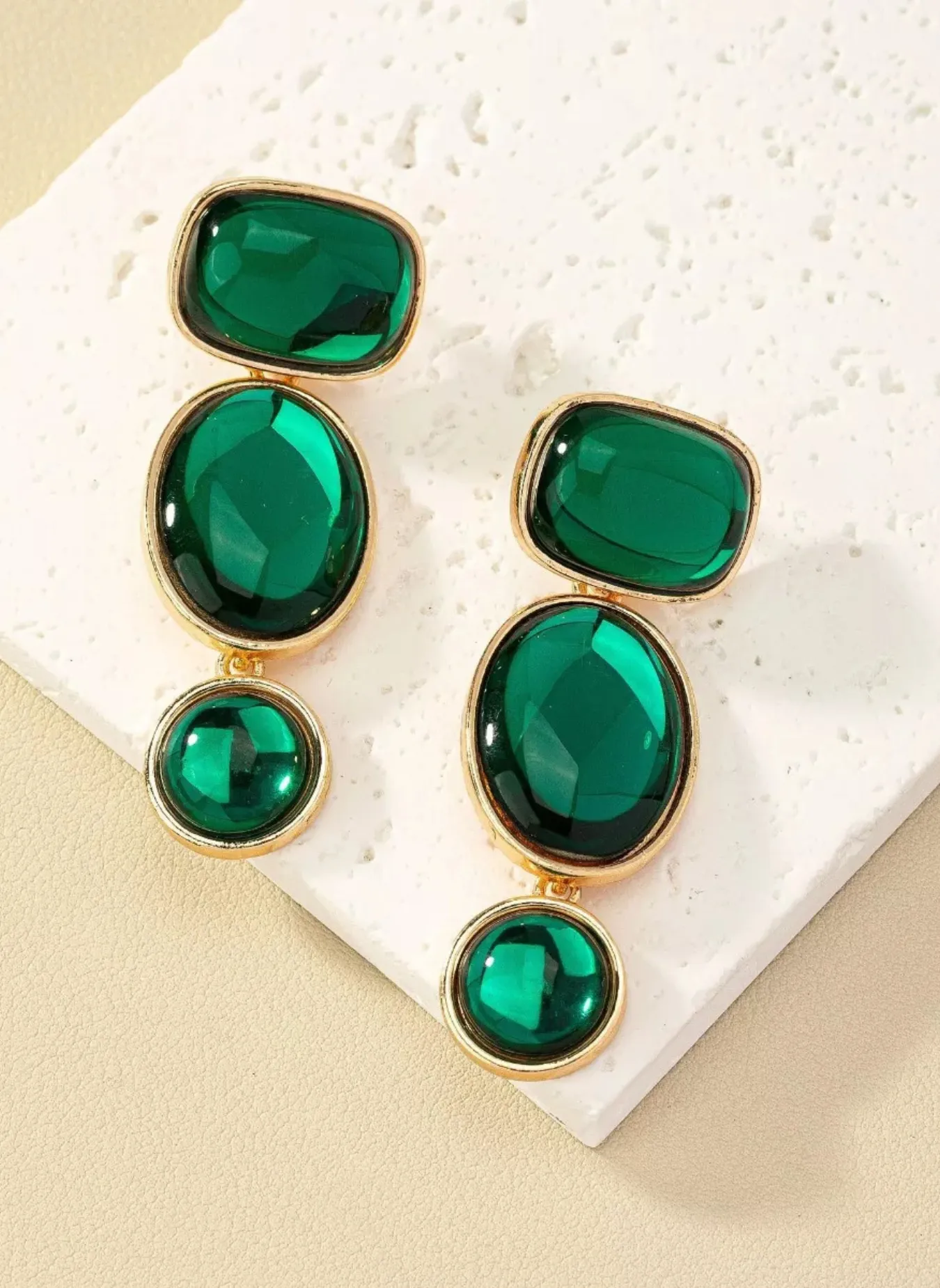 18K Gold-Plated Alloy Resin Drop Earrings sold by Rebdolls product image thumbnail 5