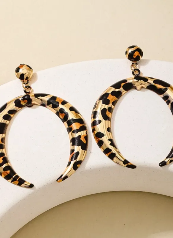 Leopard Crescent Dangle Earrings sold by Rebdolls