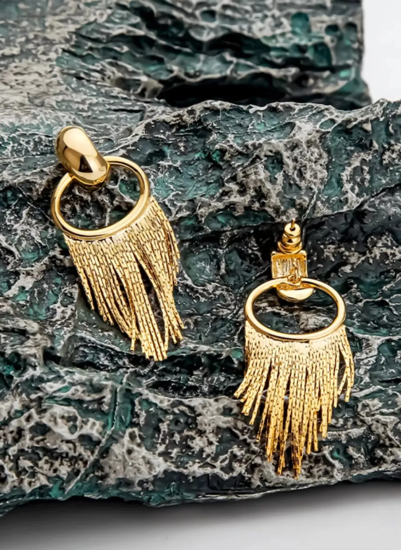 18K Gold-Plated Fringe Chain Earrings sold by Rebdolls product image thumbnail 3