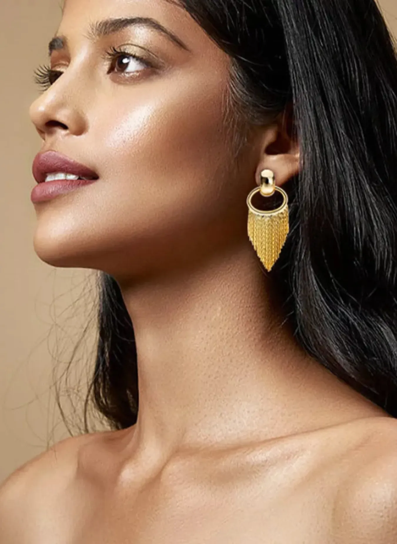 18K Gold-Plated Fringe Chain Earrings sold by Rebdolls product image thumbnail 2