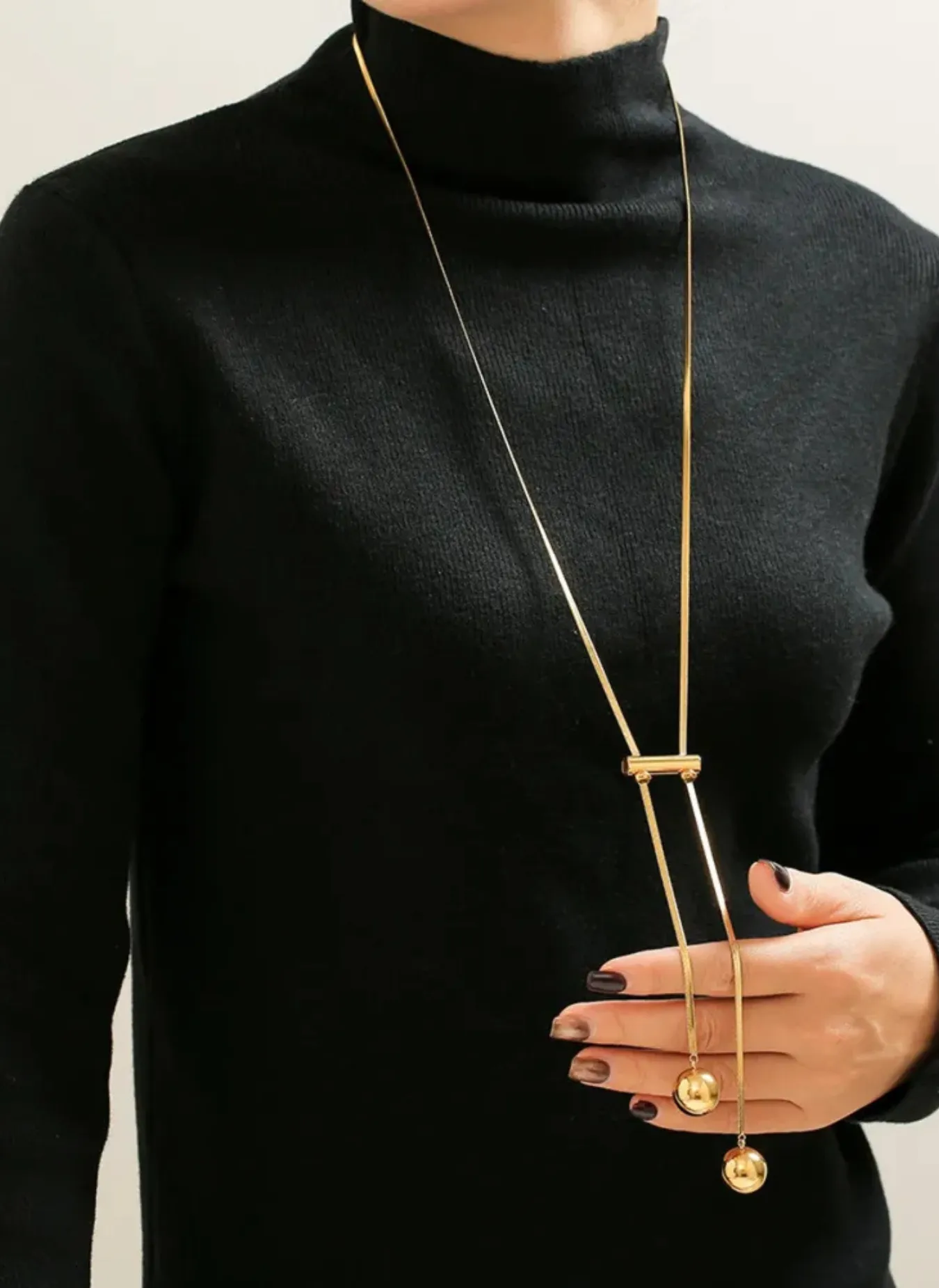 18K Gold-Plated Titanium Steel Hollow Bead Necklace sold by Rebdolls product image thumbnail 2