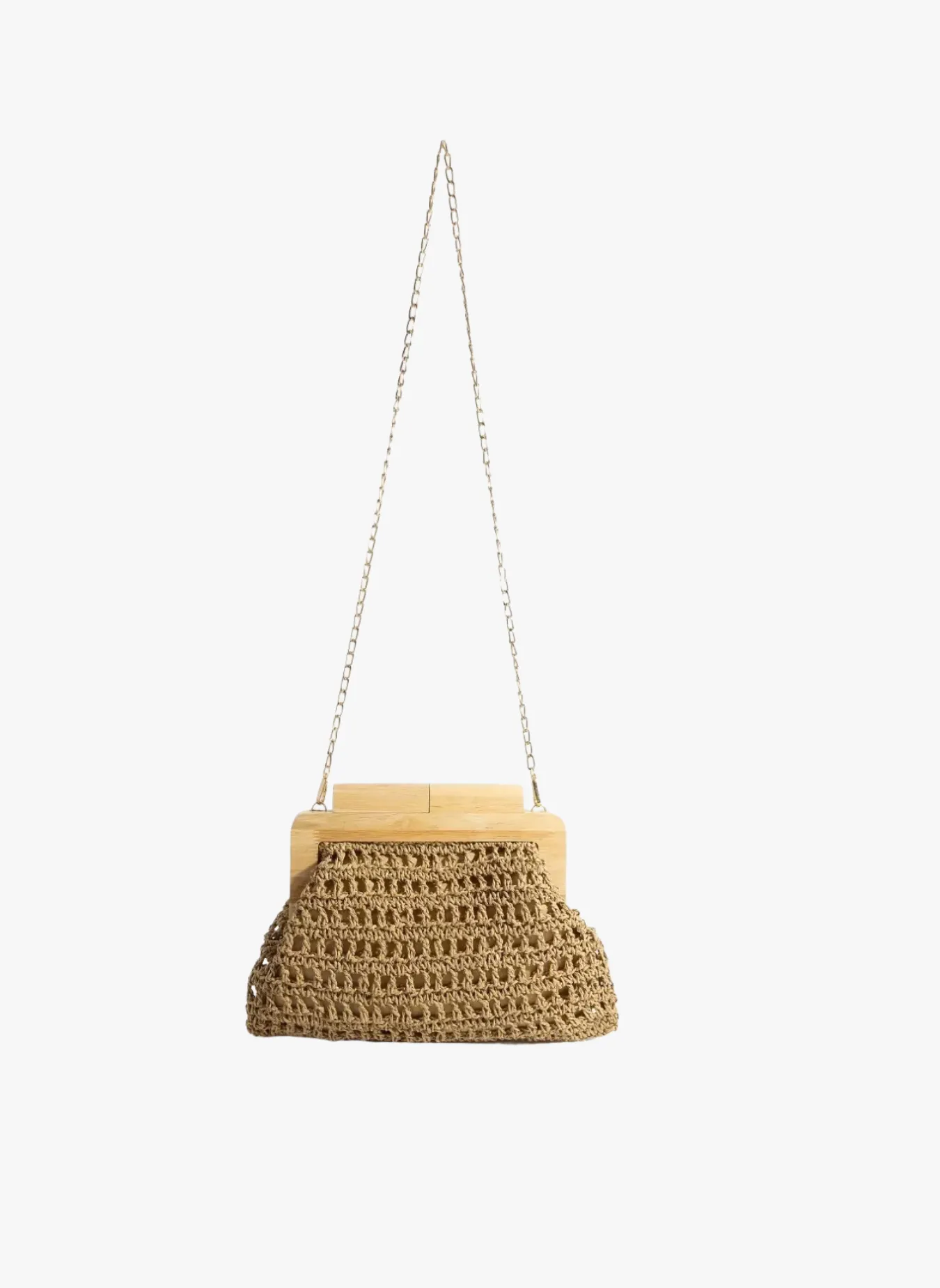 Fame Straw Braided Wooden Top Frame Clutch Bag sold by Rebdolls product image thumbnail 3