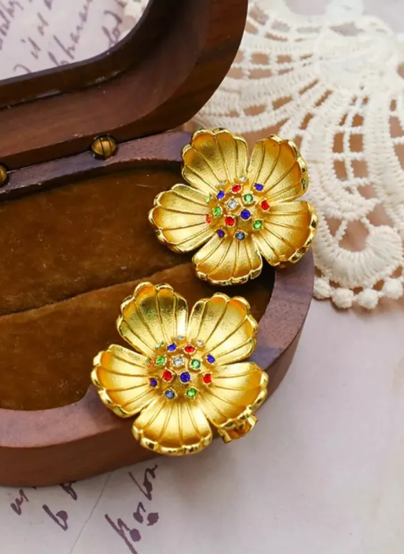 18K Gold-Plated Flower Earrings sold by Rebdolls