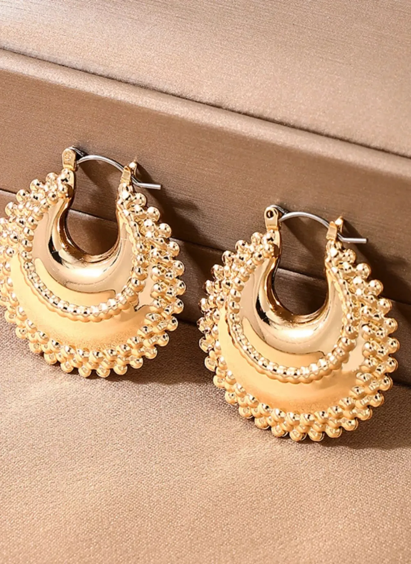 18K Gold-Plated Alloy Crescent Moon Hoop Earrings sold by Rebdolls product image thumbnail 3