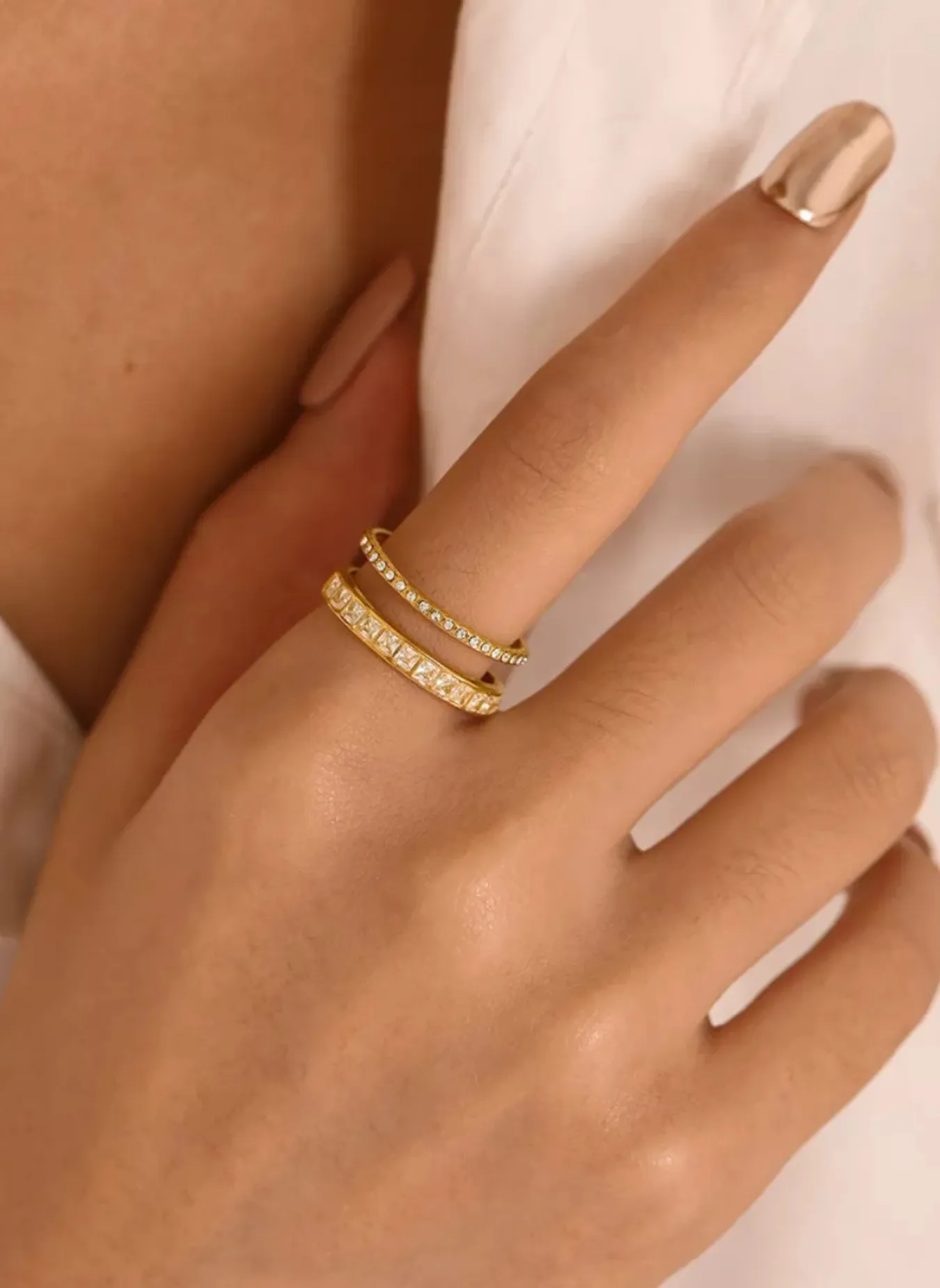 18K Gold-Plated Rhinestone Open Ring sold by Rebdolls product image thumbnail 4