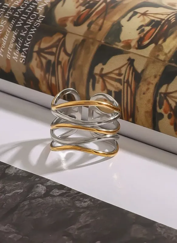 Two-Tone Open Ring made by Trendsi