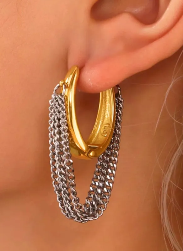 Chunky Chain Hoop Earrings made by Rebdolls