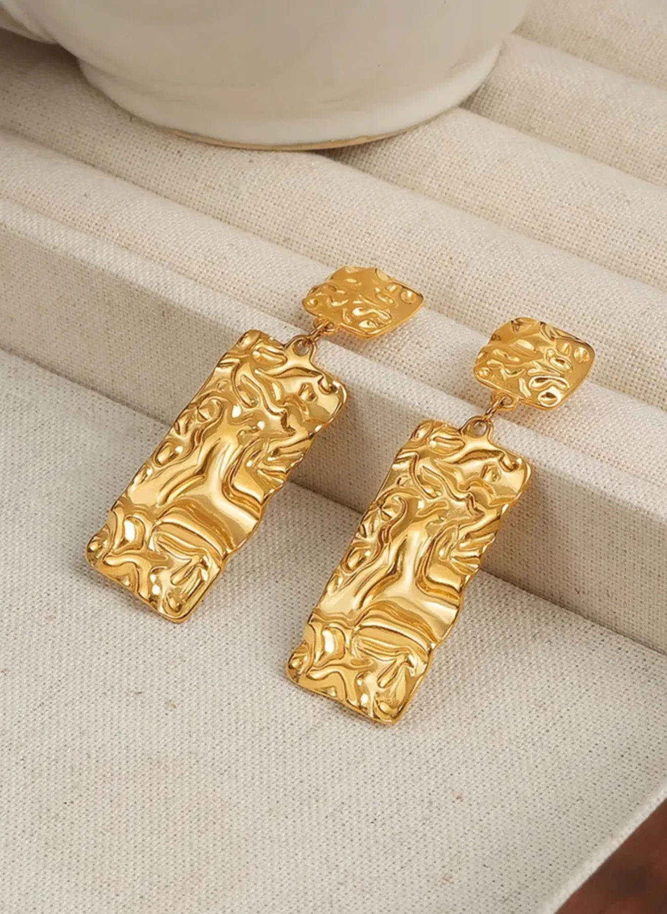 Titanium Steel Textured Geometric Earrings sold by Rebdolls product image thumbnail 4