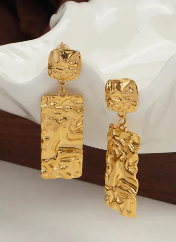 Titanium Steel Textured Geometric Earrings sold by Rebdolls