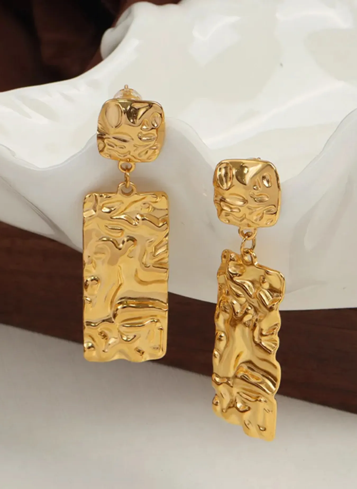 Titanium Steel Textured Geometric Earrings sold by Rebdolls