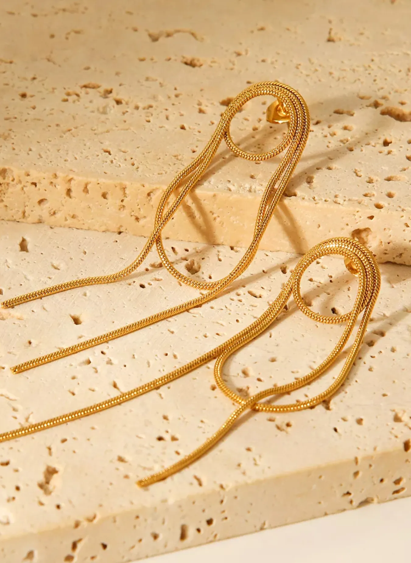 18K Gold-Plated Hoop Chain Earrings sold by Rebdolls product image thumbnail 5