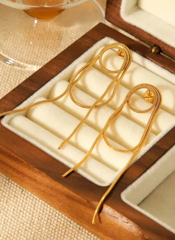 18K Gold-Plated Hoop Chain Earrings made by Rebdolls