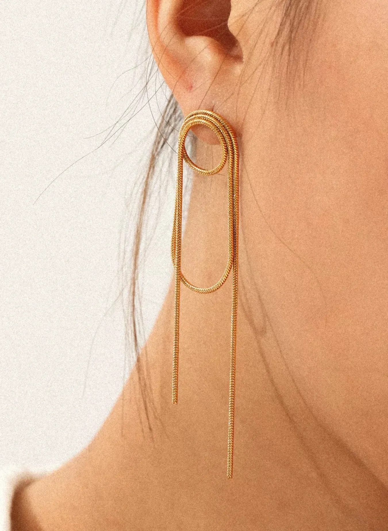 18K Gold-Plated Hoop Chain Earrings sold by Rebdolls product image thumbnail 3