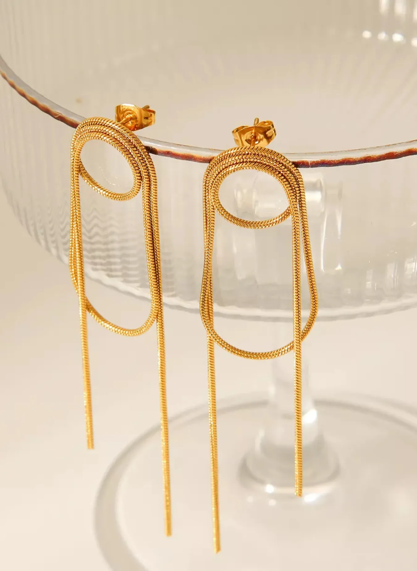 18K Gold-Plated Hoop Chain Earrings sold by Rebdolls product image thumbnail 2