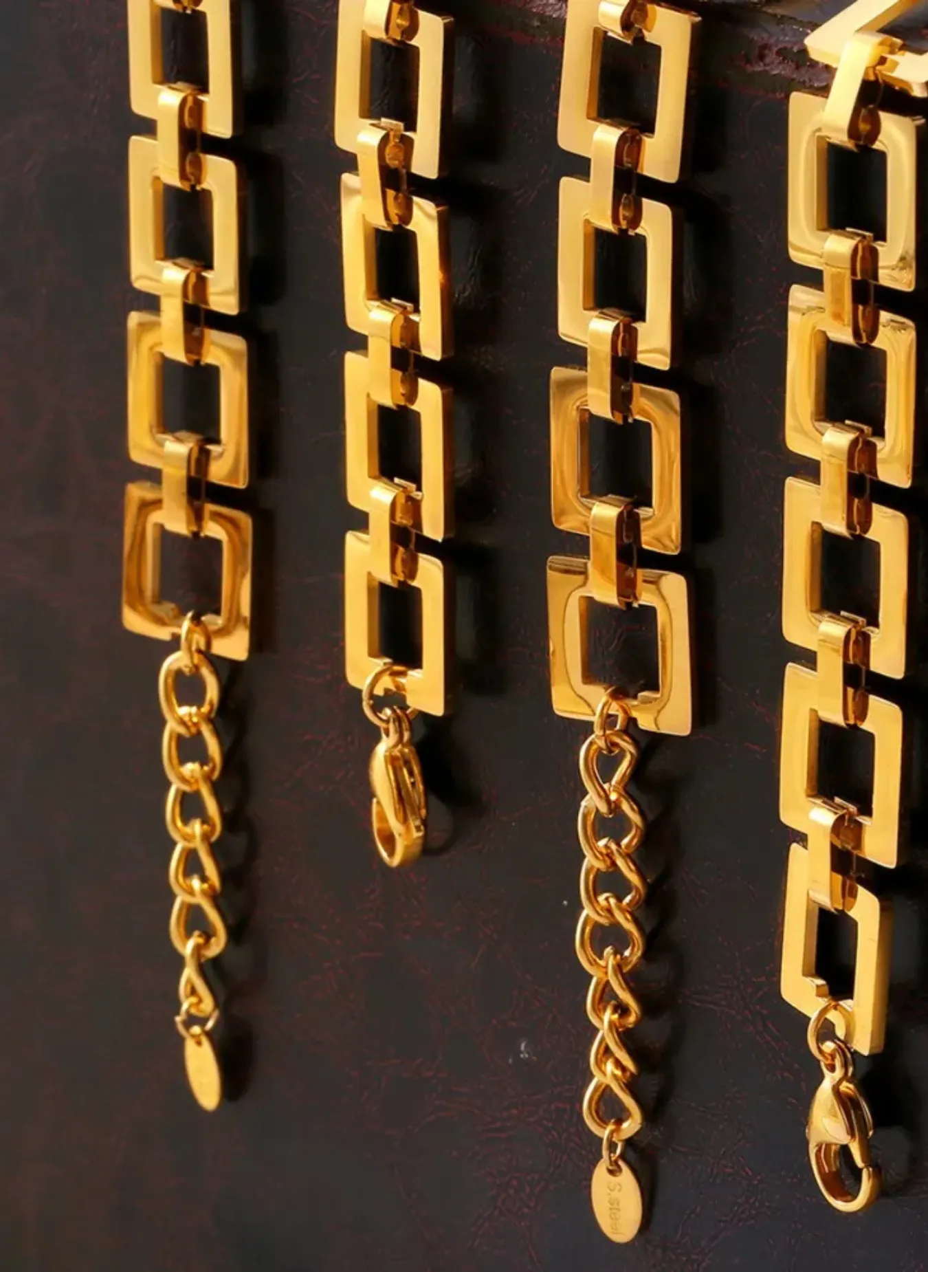 Titanium Steel Hollow Square Chain Bracelet sold by Rebdolls product image thumbnail 3