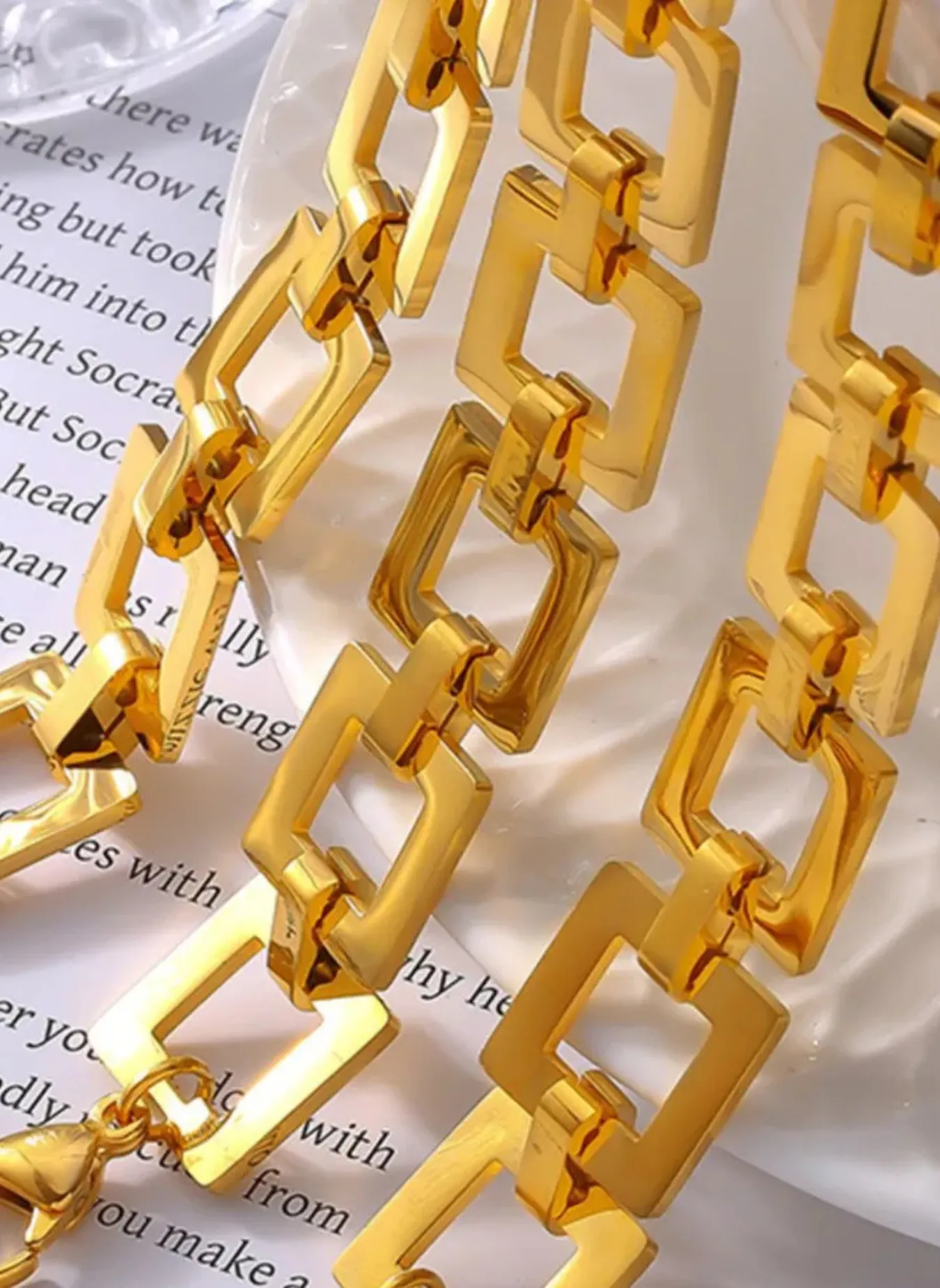 Titanium Steel Hollow Square Chain Bracelet sold by Rebdolls product image thumbnail 2