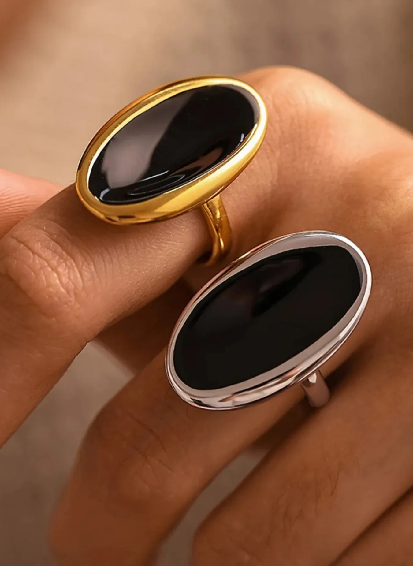 Stainless Steel Oil Drip Elliptical Open Ring sold by Rebdolls product image thumbnail 3