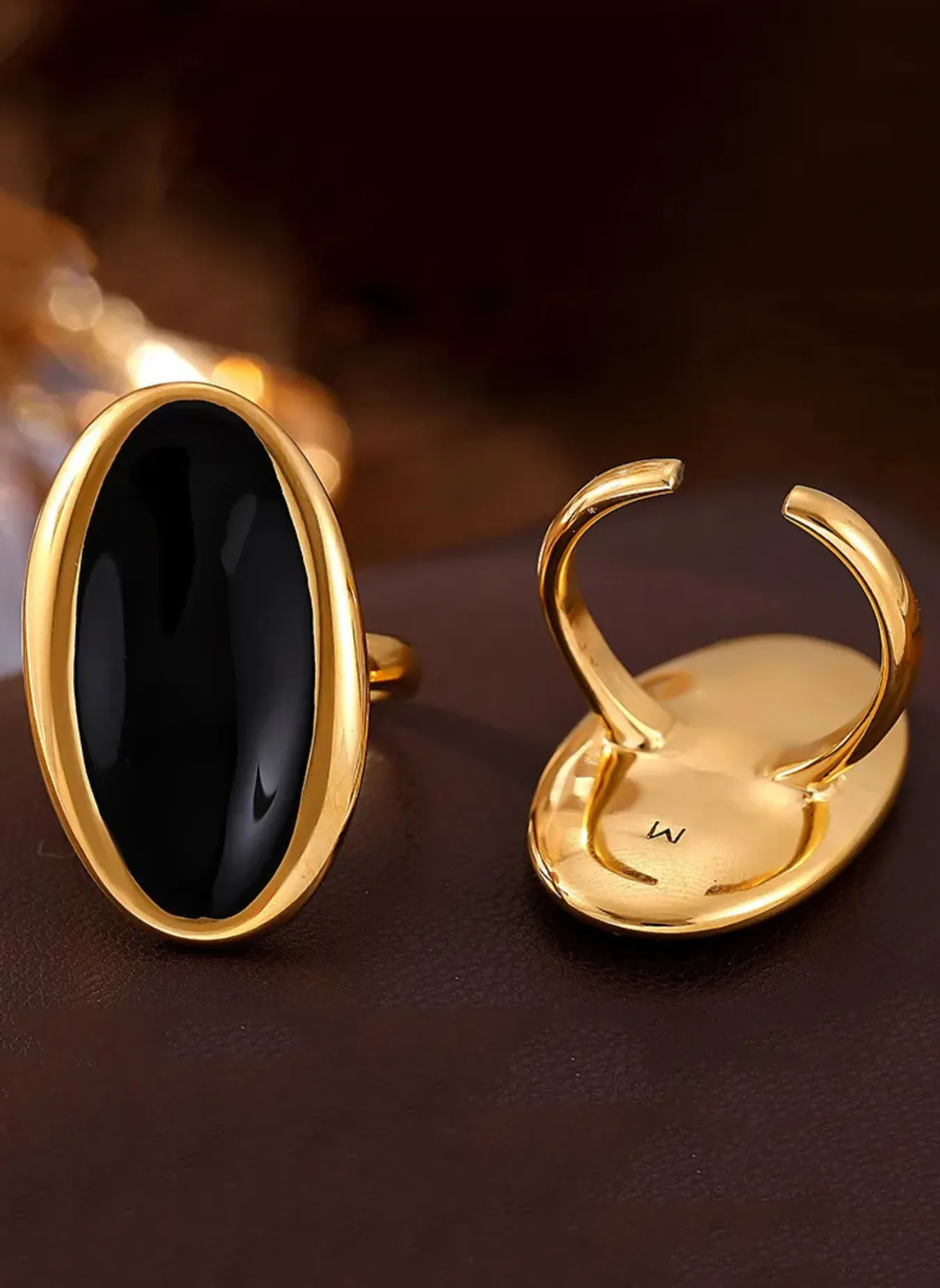 Stainless Steel Oil Drip Elliptical Open Ring sold by Rebdolls product image thumbnail 4