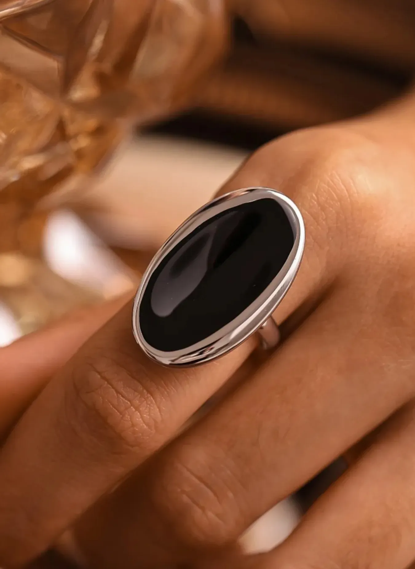 Stainless Steel Oil Drip Elliptical Open Ring sold by Rebdolls product image thumbnail 2