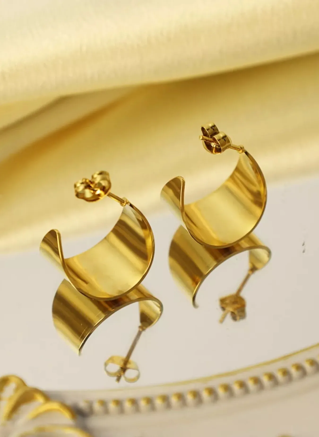 18K Gold-Plated Stud Earrings sold by Rebdolls product image thumbnail 3