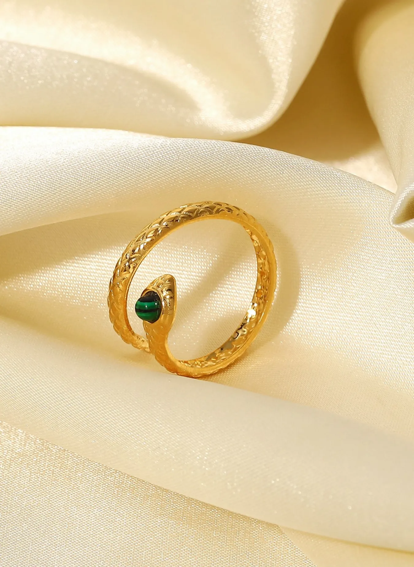 Snake Charmer Malachite Snake-Shaped Bypass Ring sold by Rebdolls product image thumbnail 2