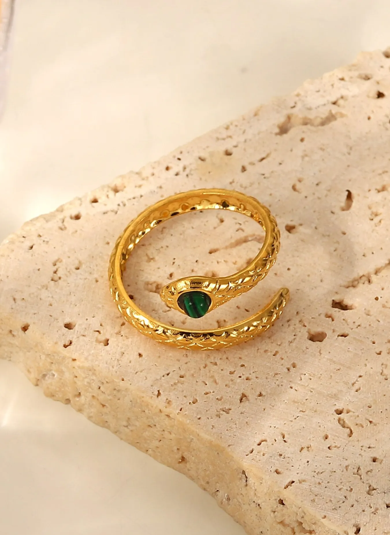 Snake Charmer Malachite Snake-Shaped Bypass Ring sold by Rebdolls product image thumbnail 3