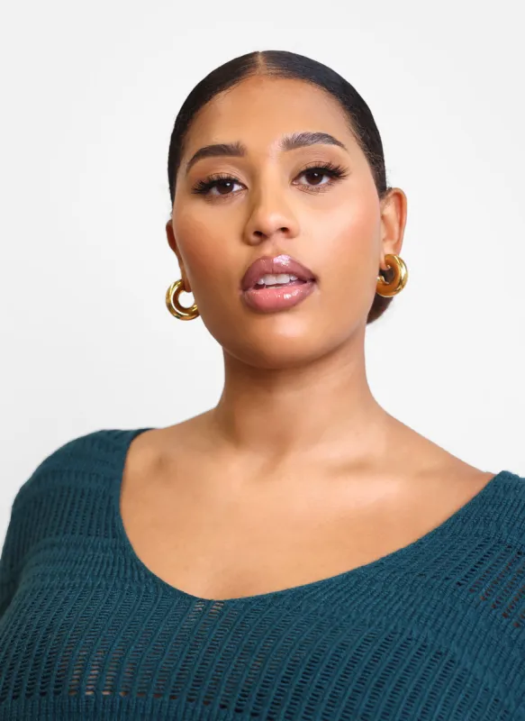 18K Gold Plated Polished Hollow Hoop Earrings sold by Rebdolls