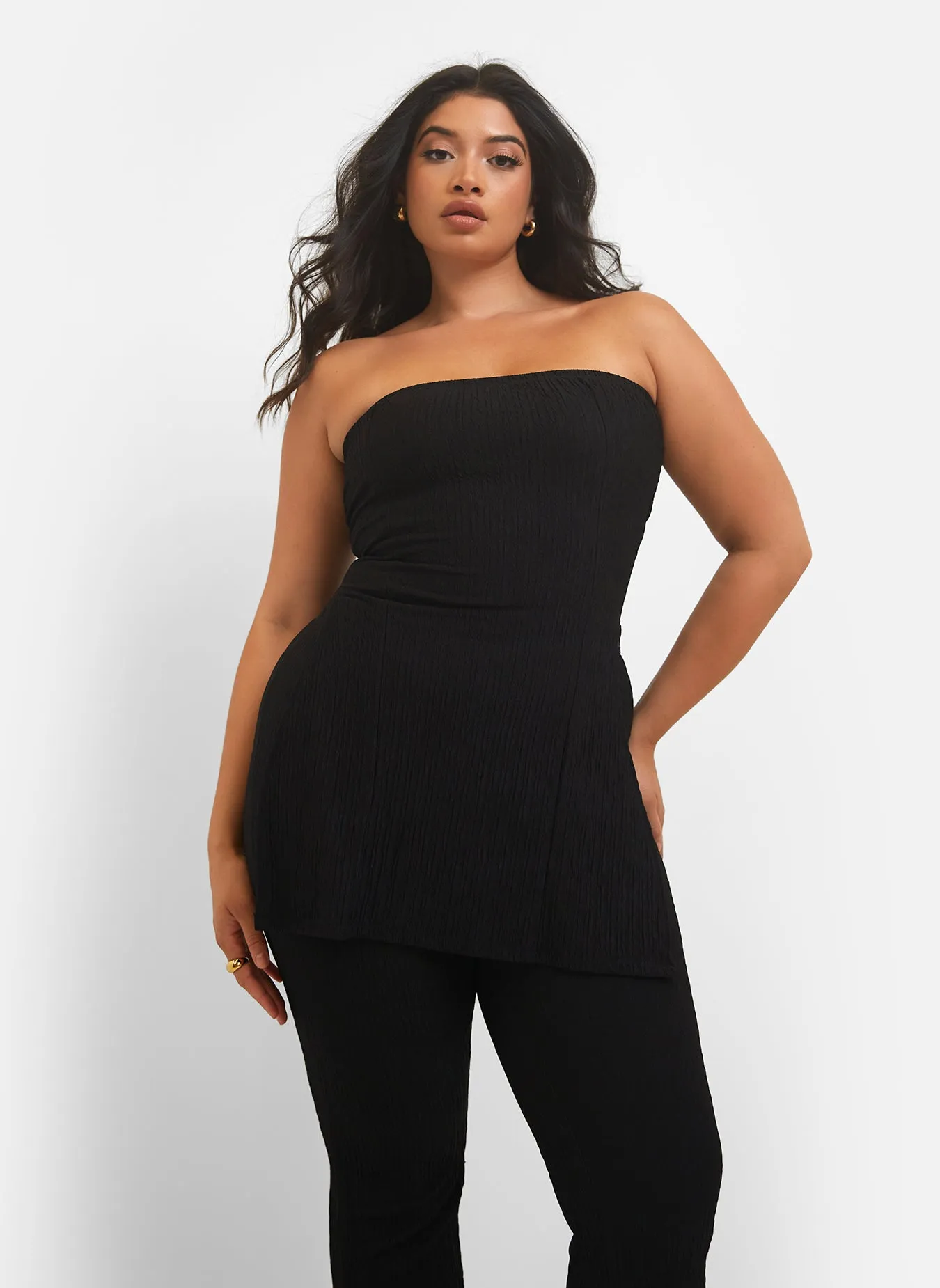 Mika Textured Strapless Split Side Top - Black sold by Rebdolls product image thumbnail 5