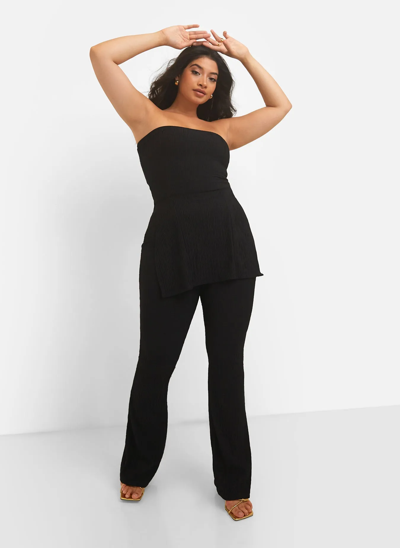 Mika Textured Strapless Split Side Top - Black sold by Rebdolls product image thumbnail 2