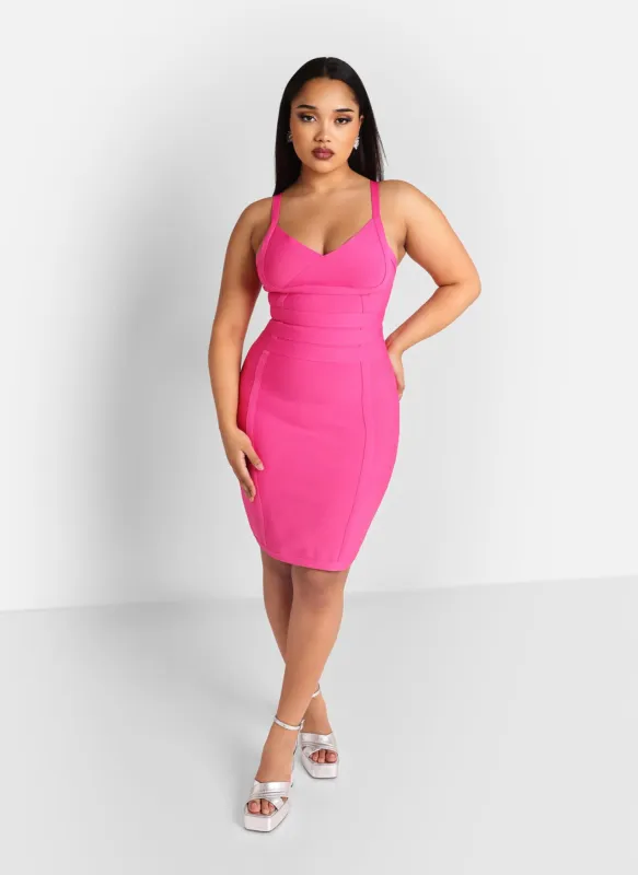 Amorette Bandage Mini Bodycon Dress - Magenta sold by Rebdolls