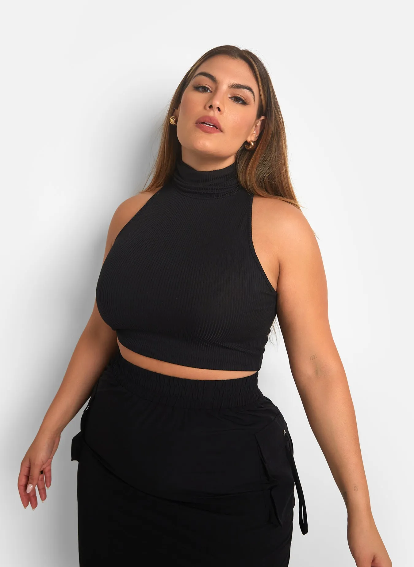 All Over Again Turtleneck Sleeveless Crop Top sold by Rebdolls