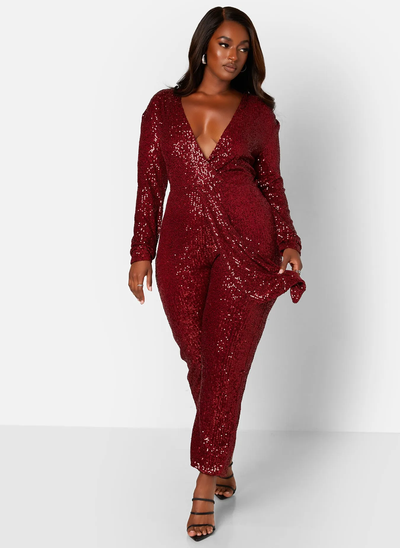 Empowered V-Neck Long Sleeve Sequin Jumpsuit sold by Rebdolls product image thumbnail 3