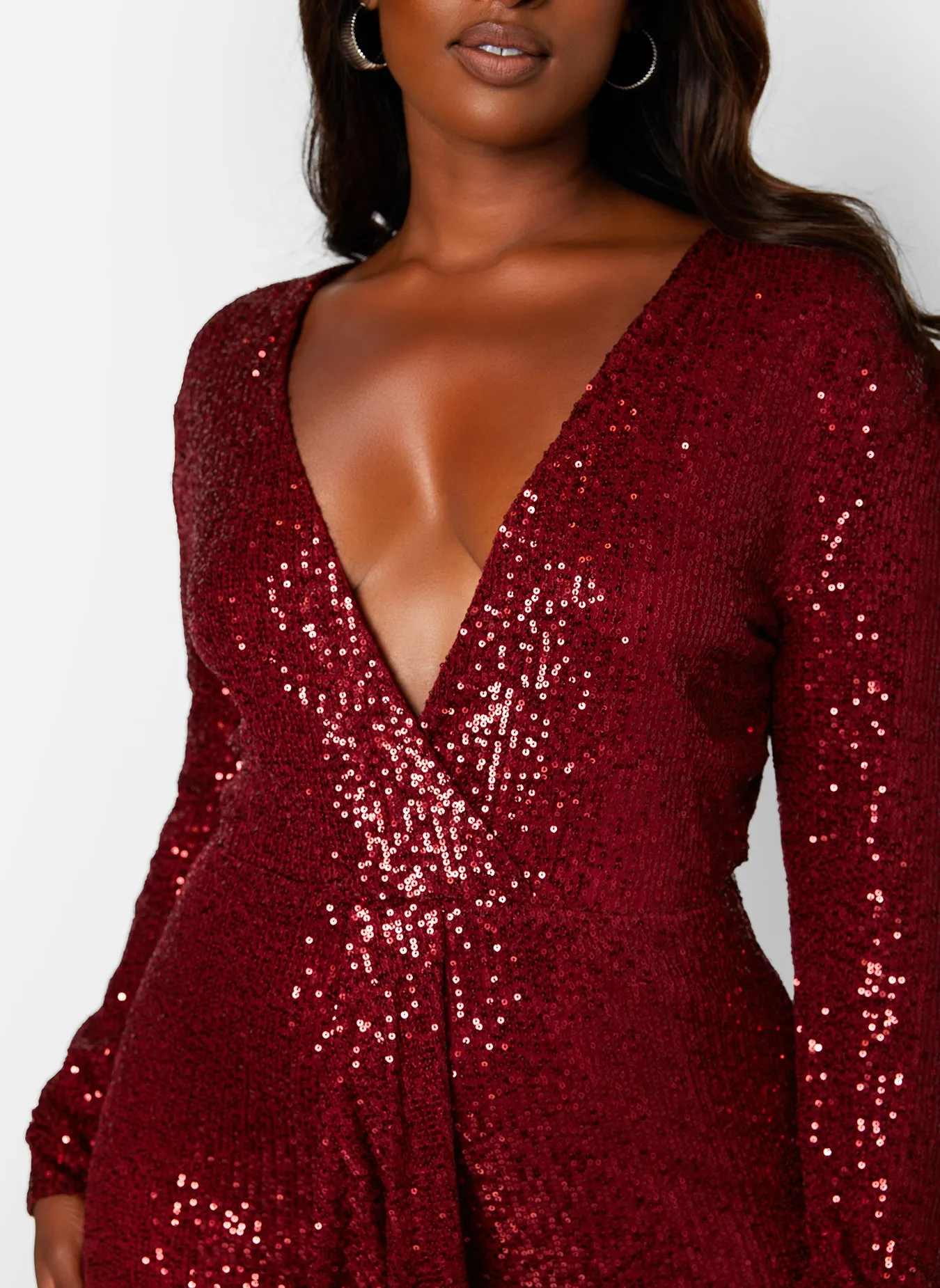 Empowered V-Neck Long Sleeve Sequin Jumpsuit sold by Rebdolls product image thumbnail 4