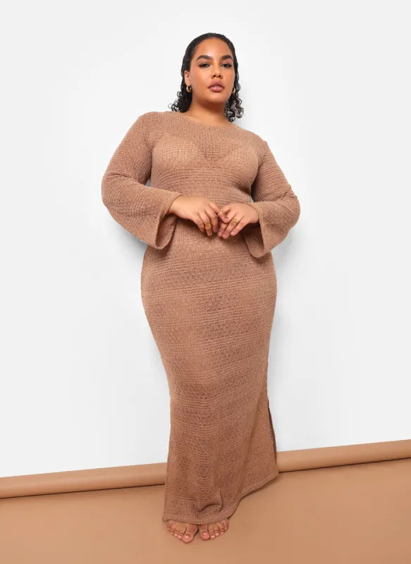 Persia Knit Double Slit Maxi Slip Dress - Taupe sold by Rebdolls