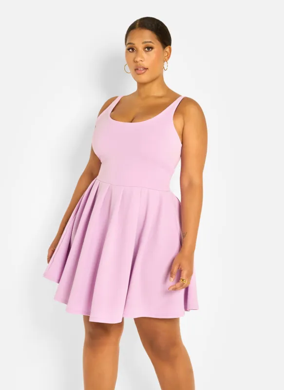 Martie Pleated Skater Mini Dress - Lilac sold by Rebdolls
